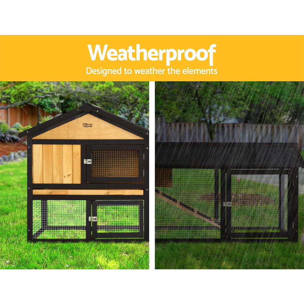 Small Animal Habitats & Cages: i.Pet Chicken Coop Rabbit Hutch 165cm x 43cm x 86cm Chicken Coop Large Run House Cage Wooden Outdoor
