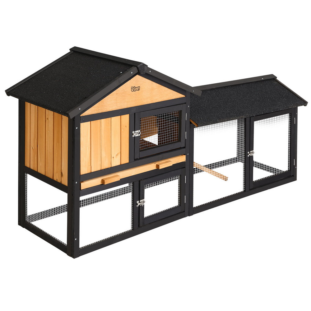 Small Animal Habitats & Cages: i.Pet Chicken Coop Rabbit Hutch 165cm x 43cm x 86cm Chicken Coop Large Run House Cage Wooden Outdoor