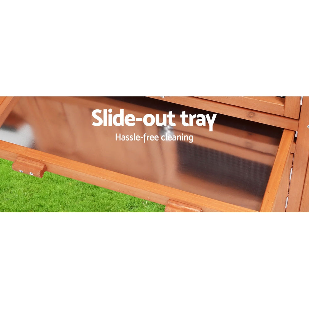 Small Animal Habitats & Cages: i.Pet Chicken Coop Rabbit Hutch 220cm x 44cm x 84cm Large Chicken Coop Run Wooden Outdoor Cage House
