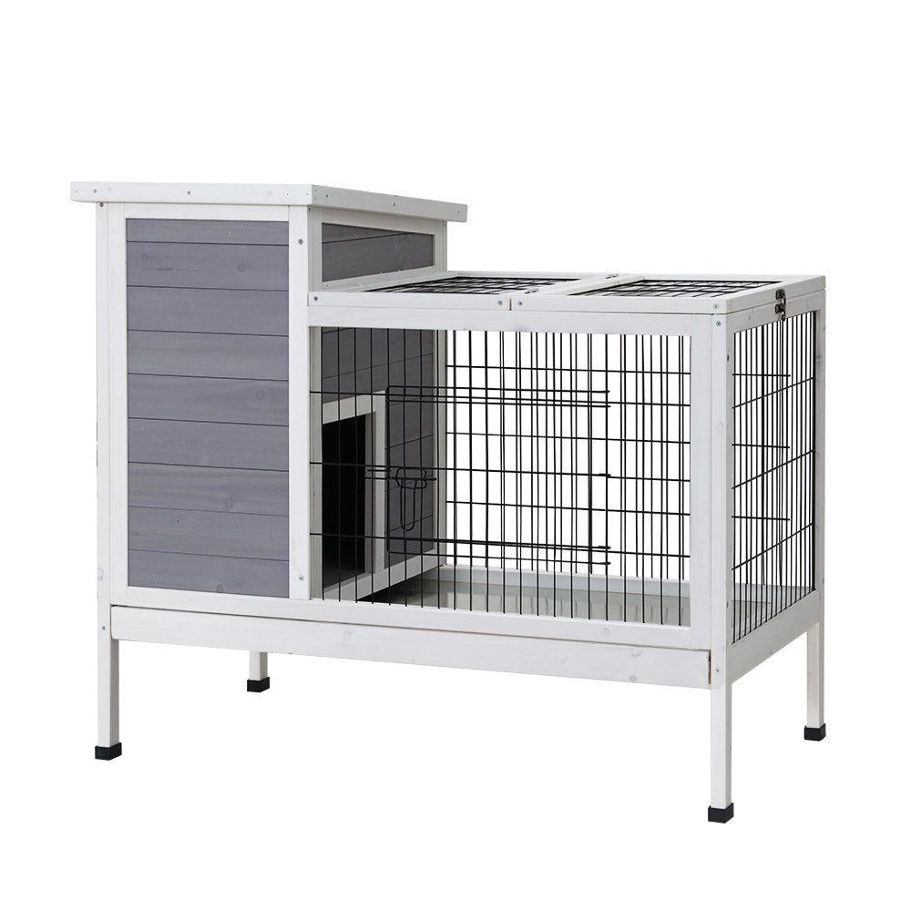Small Animal Habitats & Cages: i.Pet Rabbit Hutch Chicken Coop 97cm x 49cm x 86cm Chicken Coop Large Run Wooden Outdoor Cage House
