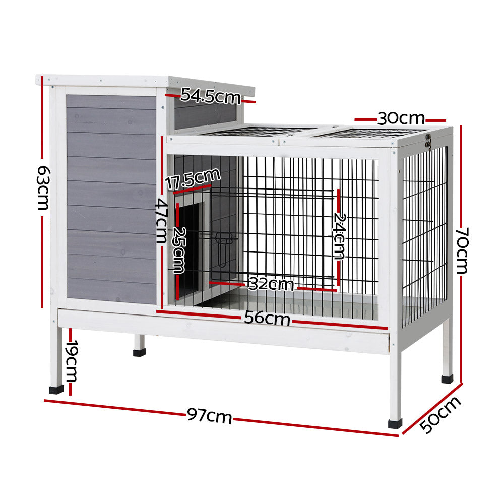Small Animal Habitats & Cages: i.Pet Rabbit Hutch Chicken Coop 97cm x 49cm x 86cm Chicken Coop Large Run Wooden Outdoor Cage House
