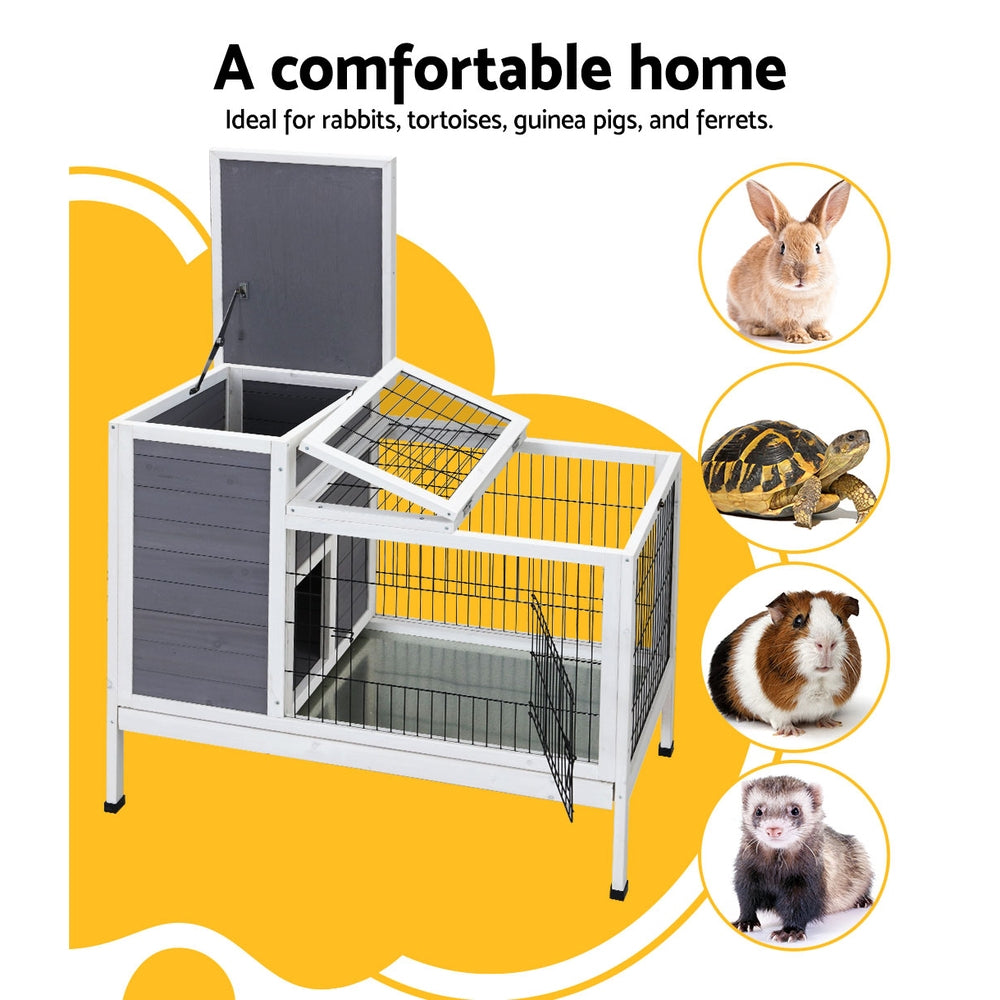 Small Animal Habitats & Cages: i.Pet Rabbit Hutch Chicken Coop 97cm x 49cm x 86cm Chicken Coop Large Run Wooden Outdoor Cage House