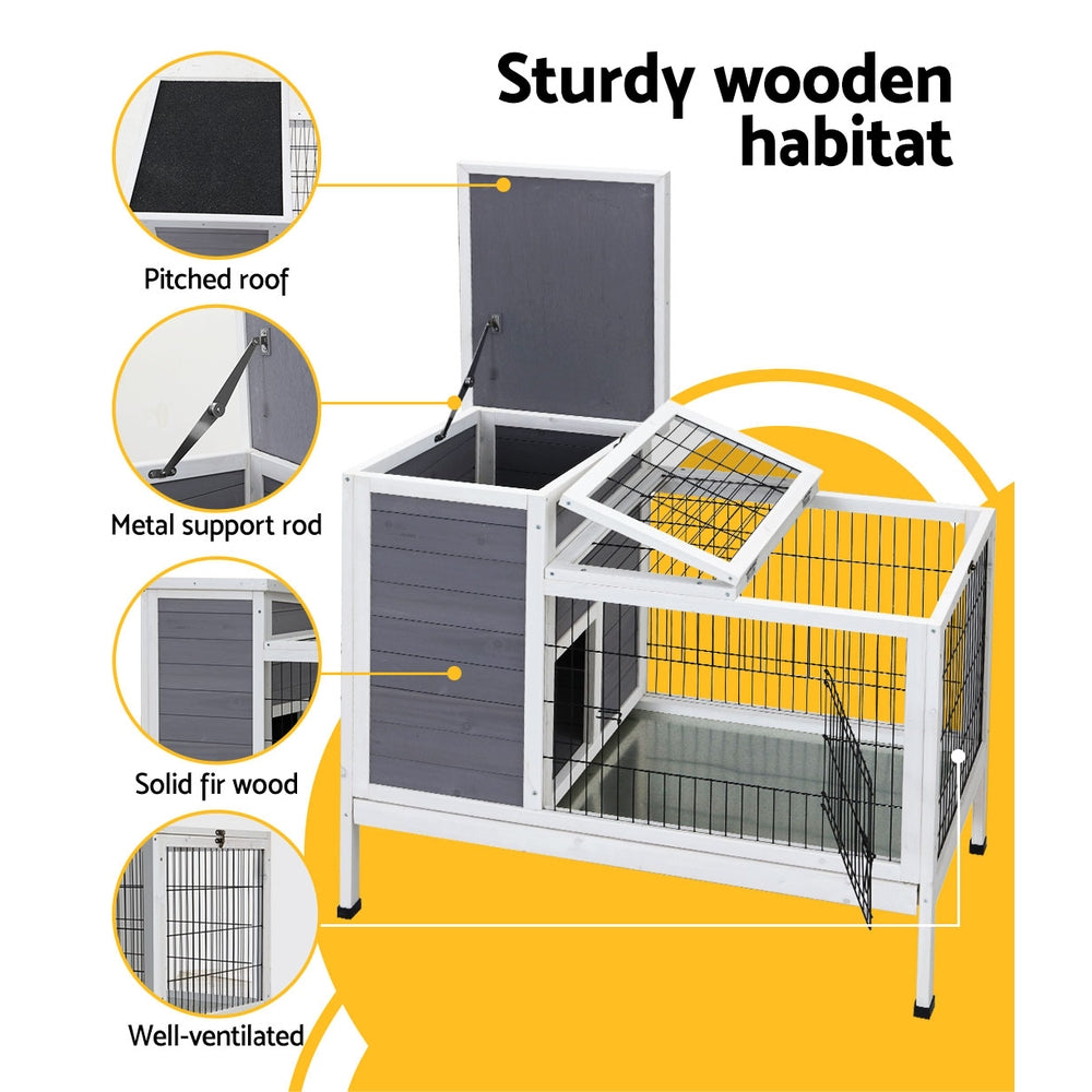 Small Animal Habitats & Cages: i.Pet Rabbit Hutch Chicken Coop 97cm x 49cm x 86cm Chicken Coop Large Run Wooden Outdoor Cage House