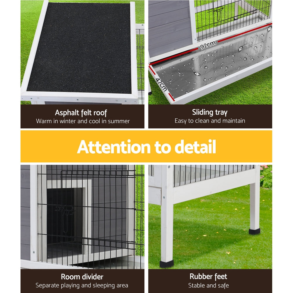Small Animal Habitats & Cages: i.Pet Rabbit Hutch Chicken Coop 97cm x 49cm x 86cm Chicken Coop Large Run Wooden Outdoor Cage House