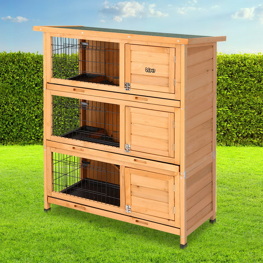 Small Animal Habitats & Cages: i.Pet Rabbit Hutch Chicken Coop 91.5cm x 46cm x 116.5cm Chicken Coop Large House Cage Run Wooden Outdoor