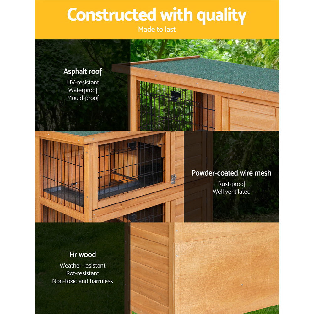 Small Animal Habitats & Cages: i.Pet Rabbit Hutch Chicken Coop 91.5cm x 46cm x 116.5cm Chicken Coop Large House Cage Run Wooden Outdoor