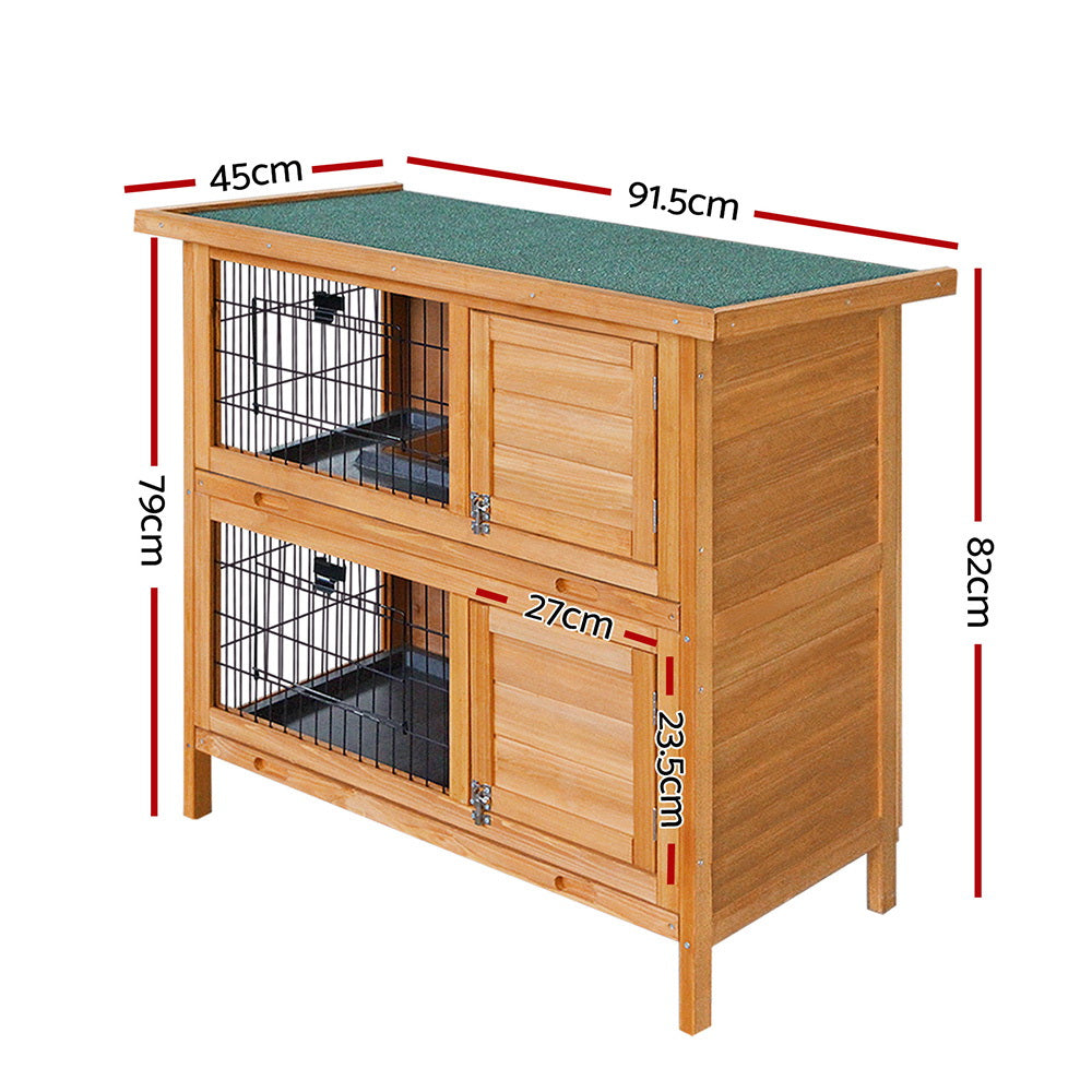 Small Animal Habitats & Cages: i.Pet Rabbit Hutch Chicken Coop 91.5cm x 45cm x 82cm Chicken Coop Large Wooden House Run Cage