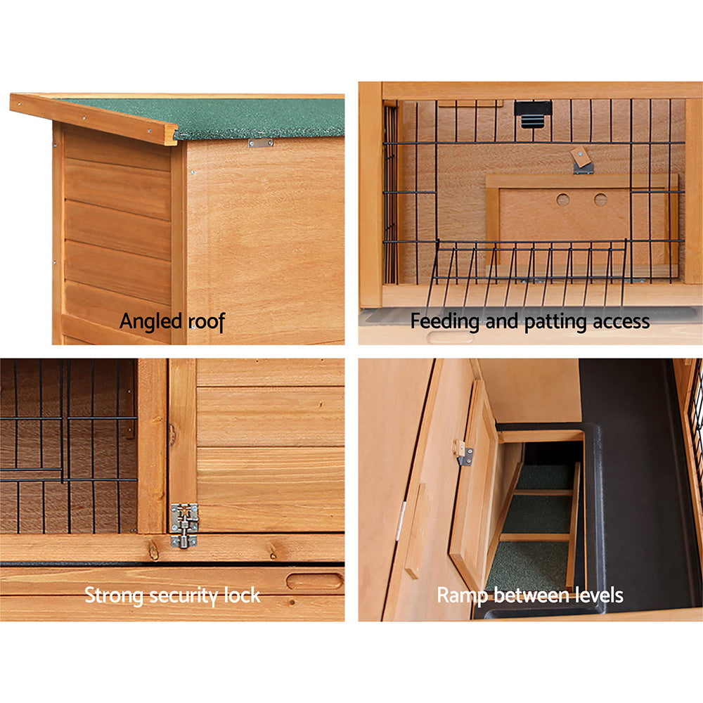 Small Animal Habitats & Cages: i.Pet Rabbit Hutch Chicken Coop 91.5cm x 45cm x 82cm Chicken Coop Large Wooden House Run Cage