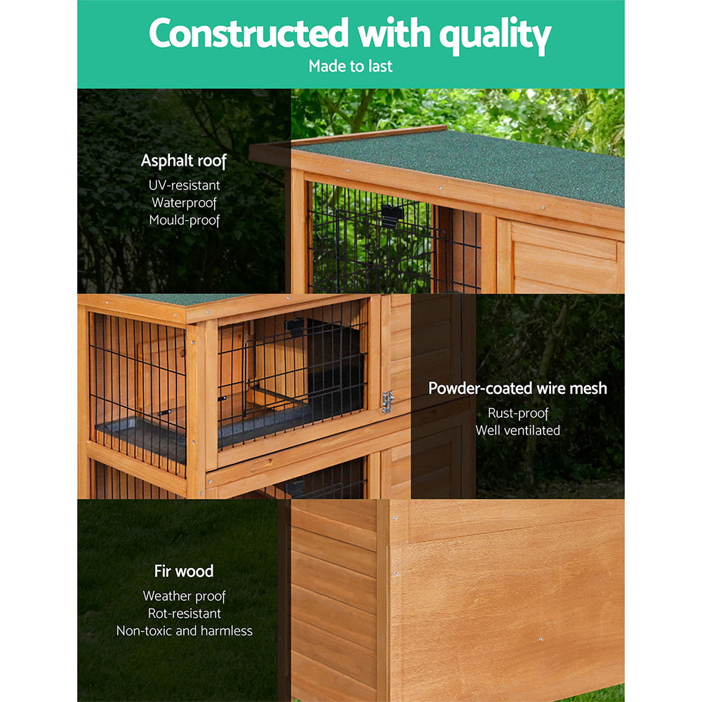 Small Animal Habitats & Cages: i.Pet Rabbit Hutch Chicken Coop 91.5cm x 45cm x 82cm Chicken Coop Large Wooden House Run Cage
