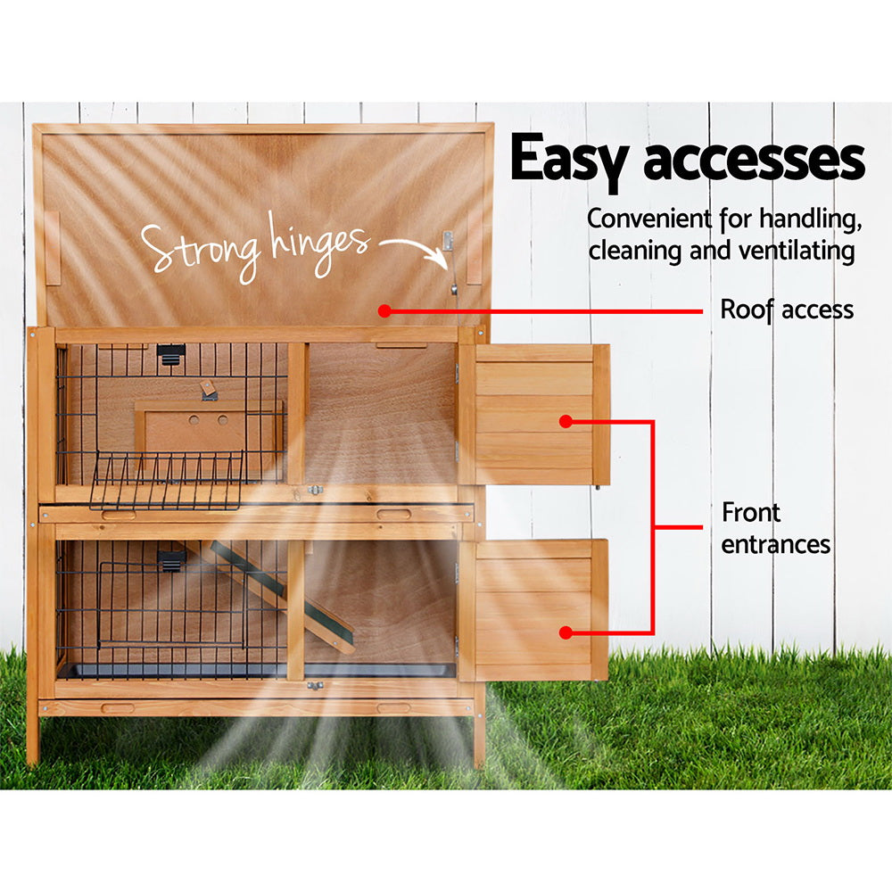 Small Animal Habitats & Cages: i.Pet Rabbit Hutch Chicken Coop 91.5cm x 45cm x 82cm Chicken Coop Large Wooden House Run Cage