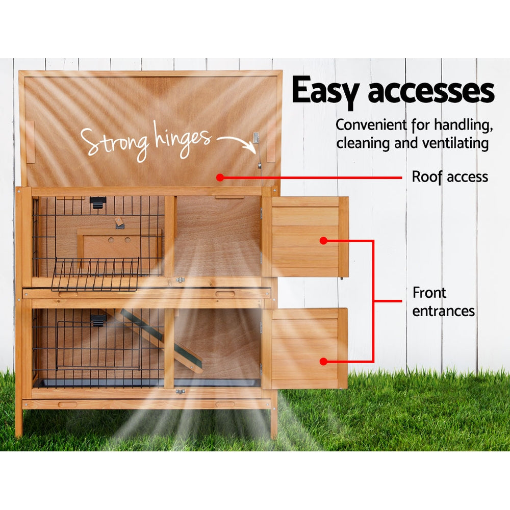 Small Animal Habitats & Cages: i.Pet Rabbit Hutch Chicken Coop 91.5cm x 45cm x 82cm Chicken Coop Large Wooden House Run Cage