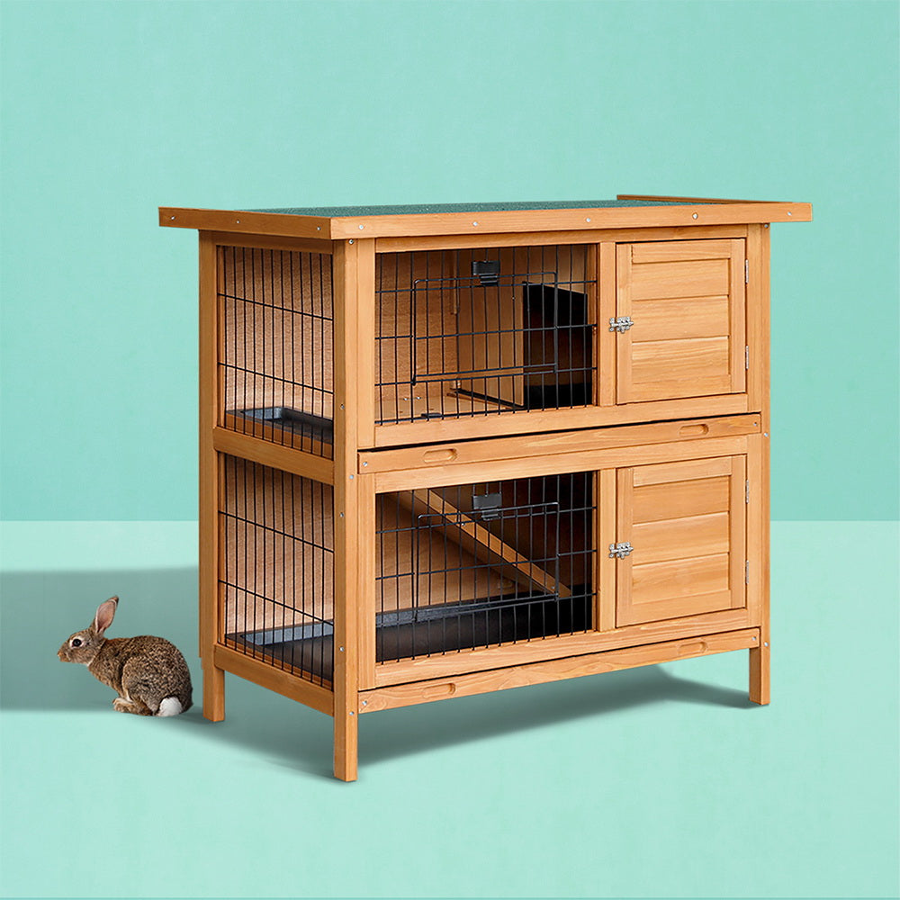 Small Animal Habitats & Cages: i.Pet Rabbit Hutch Chicken Coop 91.5cm x 45cm x 82cm Chicken Coop Large Wooden House Run Cage