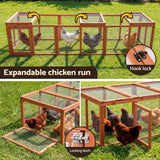 Coop & Hutch Accessories: i.Pet Chicken Coop Wooden Pet Run Rabbit Hutch Large Outdoor Cage with Play Area Brown