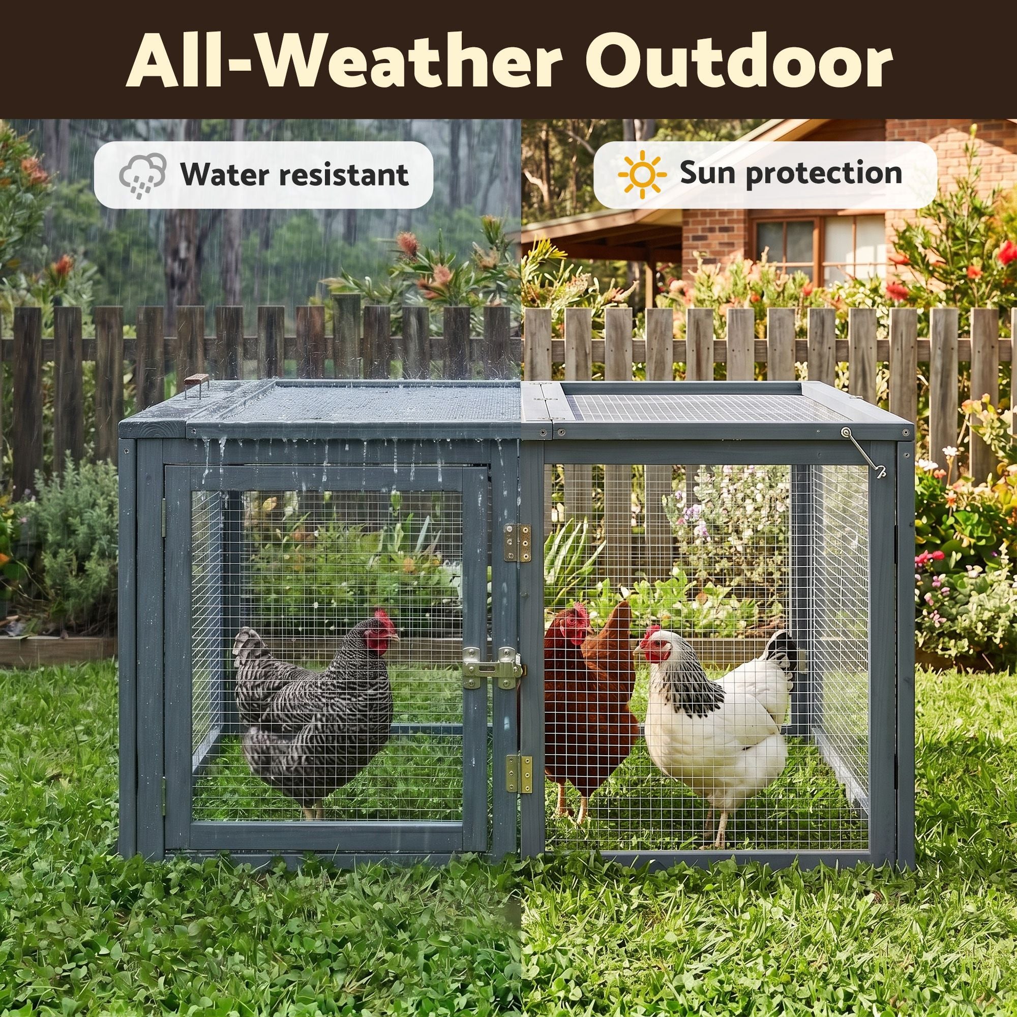 i.Pet Chicken Coop Large Portable Wooden Rabbit Run Cage Hutch Outdoor Folding Hen House 110cm