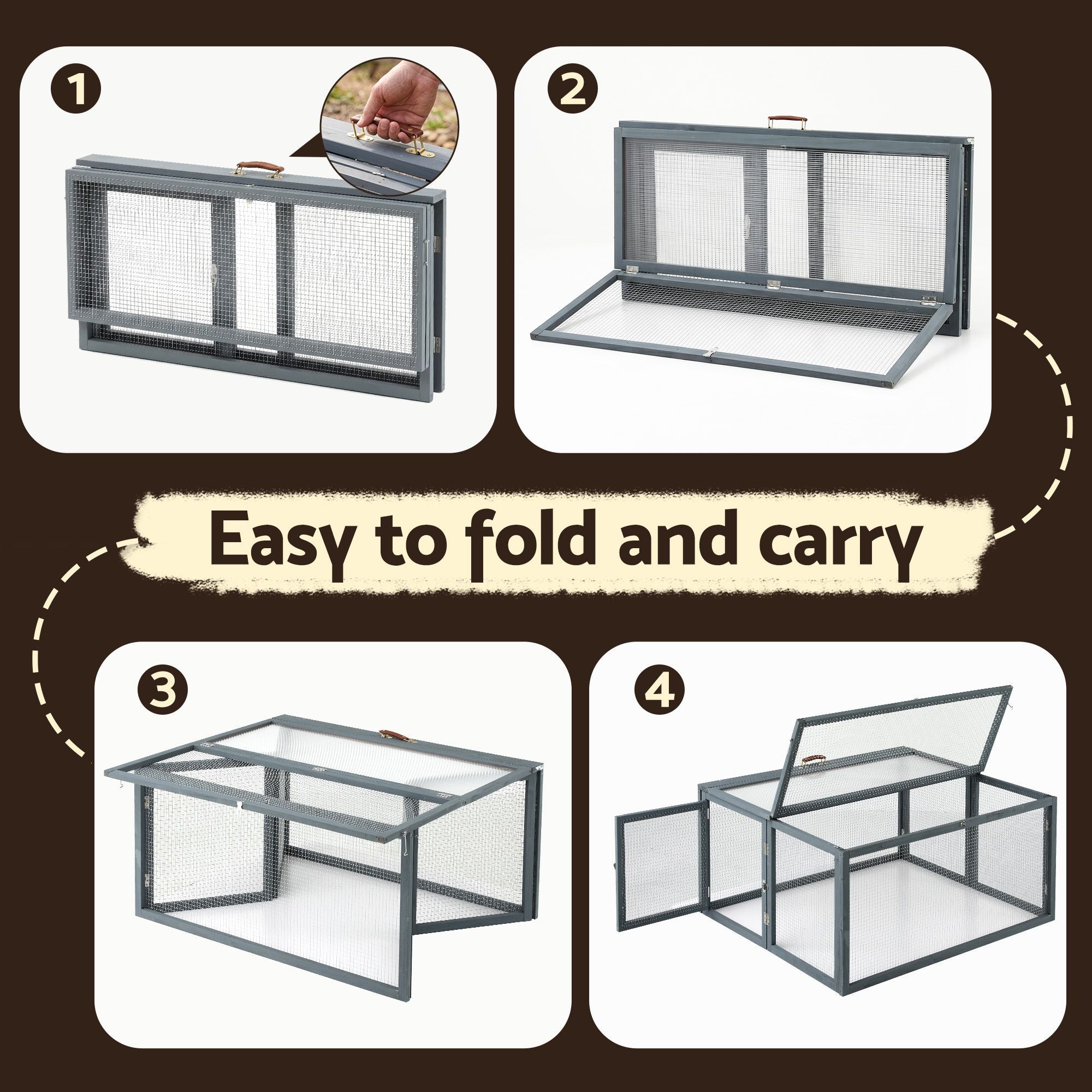 i.Pet Chicken Coop Large Portable Wooden Rabbit Run Cage Hutch Outdoor Folding Hen House 110cm
