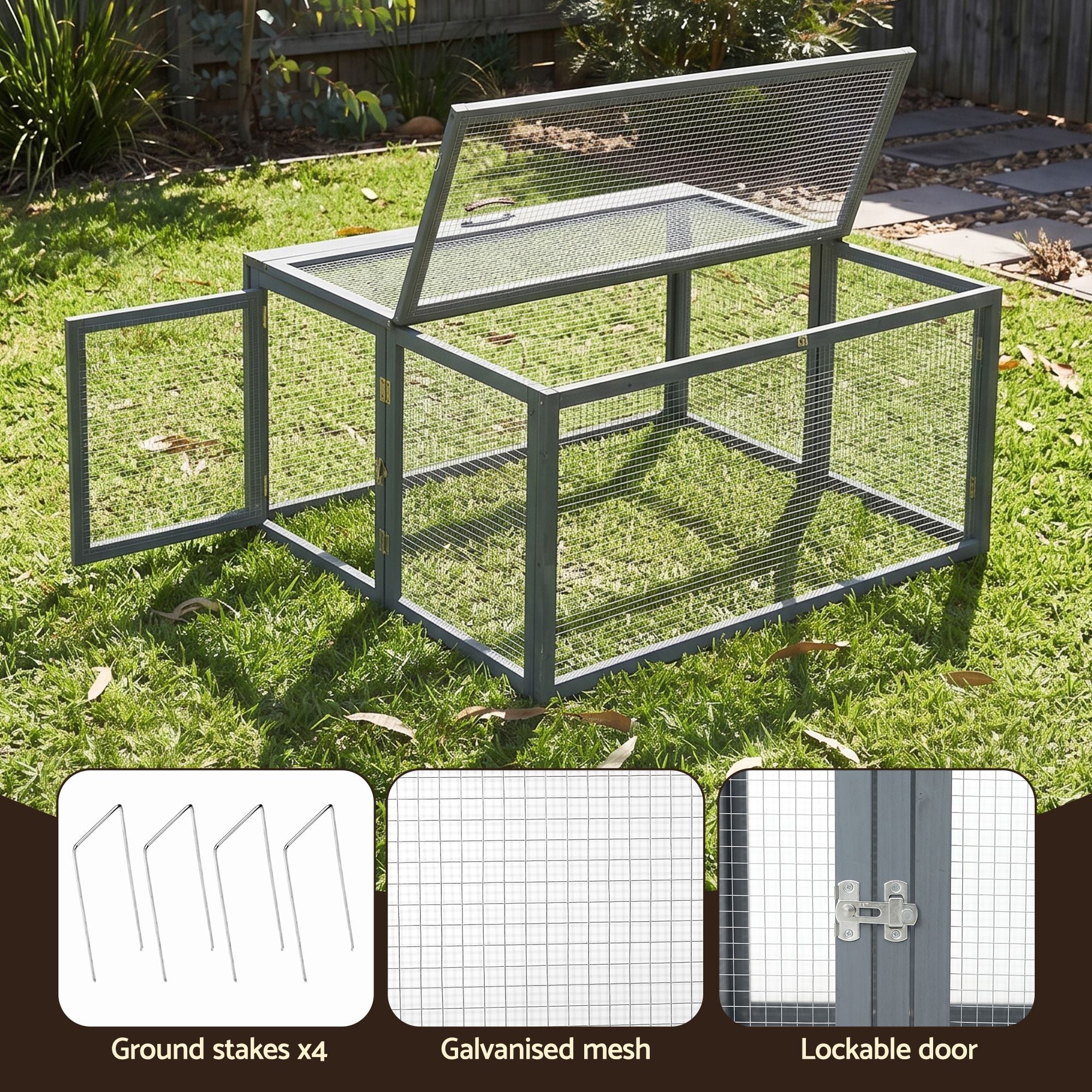 i.Pet Chicken Coop Large Portable Wooden Rabbit Run Cage Hutch Outdoor Folding Hen House 110cm