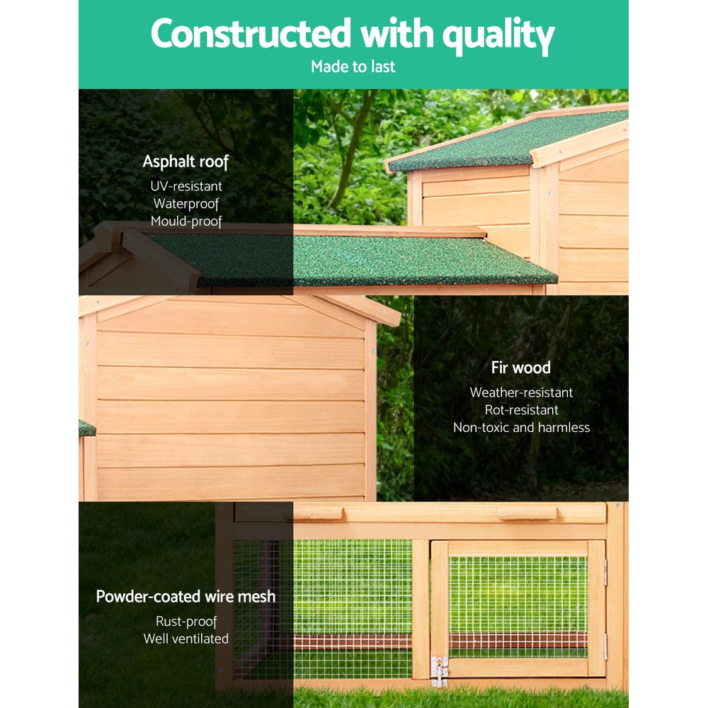 Small Animal Habitats & Cages: i.Pet Chicken Coop Rabbit Hutch 138cm x 44cm x 85cm Large Chicken Coop House Run Cage Wooden Outdoor