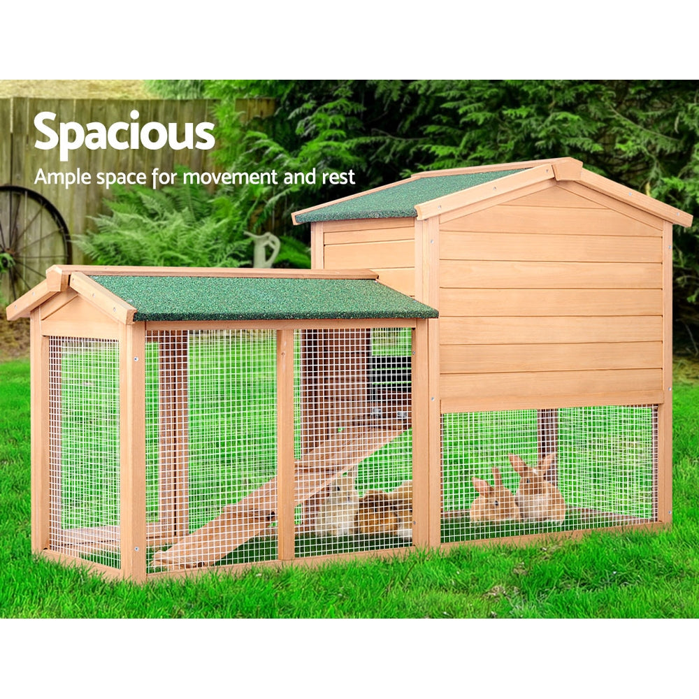 Small Animal Habitats & Cages: i.Pet Chicken Coop Rabbit Hutch 138cm x 44cm x 85cm Large Chicken Coop House Run Cage Wooden Outdoor
