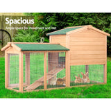 i.Pet Chicken Coop Rabbit Hutch 138cm x 44cm x 85cm Large Chicken Coop House Run Cage Wooden Outdoor
