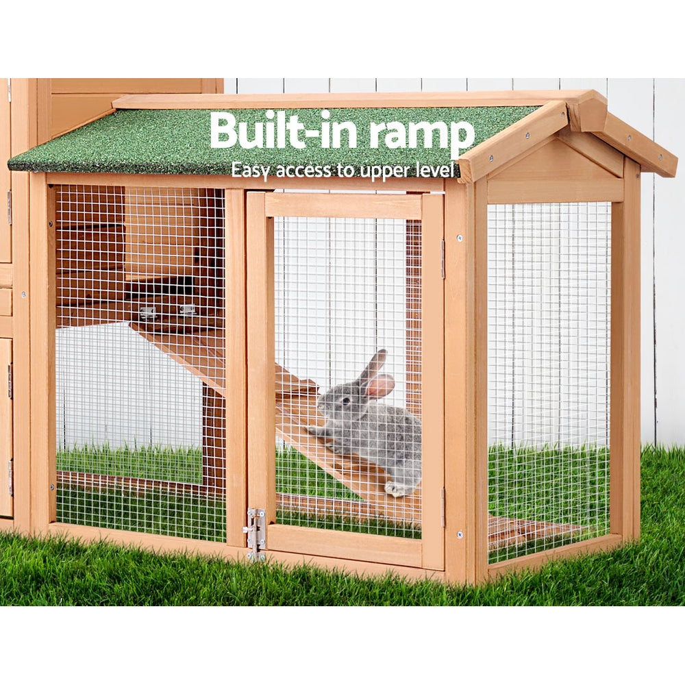 Small Animal Habitats & Cages: i.Pet Chicken Coop Rabbit Hutch 138cm x 44cm x 85cm Large Chicken Coop House Run Cage Wooden Outdoor