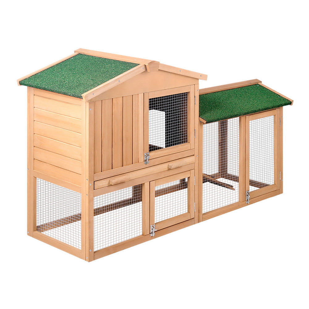 Small Animal Habitats & Cages: i.Pet Chicken Coop Rabbit Hutch 138cm x 44cm x 85cm Large Chicken Coop House Run Cage Wooden Outdoor