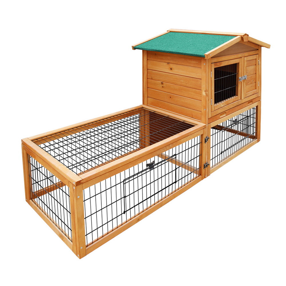 Small Animal Habitats & Cages: i.Pet Chicken Coop Rabbit Hutch 155cm x 49cm x 90cm Large Chicken Coop Wooden Run Cage House Outdoor