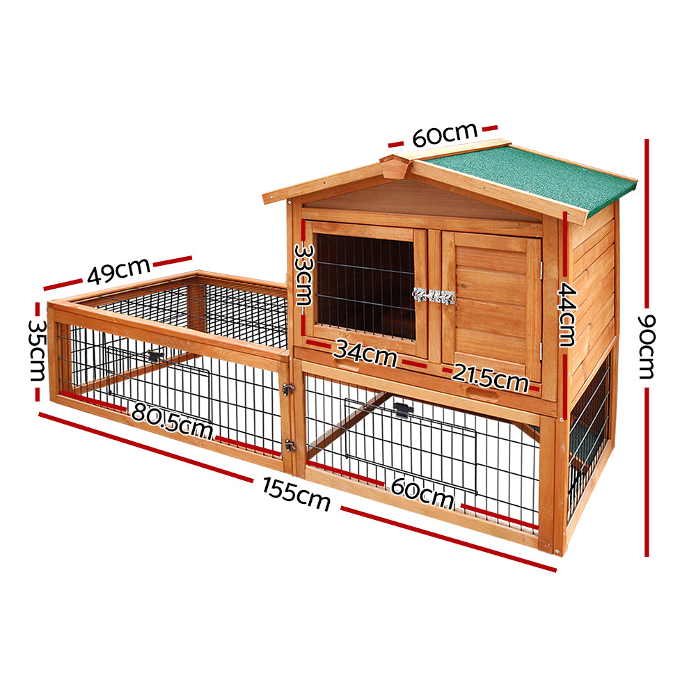 Small Animal Habitats & Cages: i.Pet Chicken Coop Rabbit Hutch 155cm x 49cm x 90cm Large Chicken Coop Wooden Run Cage House Outdoor