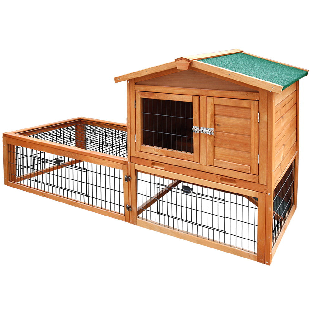 Small Animal Habitats & Cages: i.Pet Chicken Coop Rabbit Hutch 155cm x 49cm x 90cm Large Chicken Coop Wooden Run Cage House Outdoor
