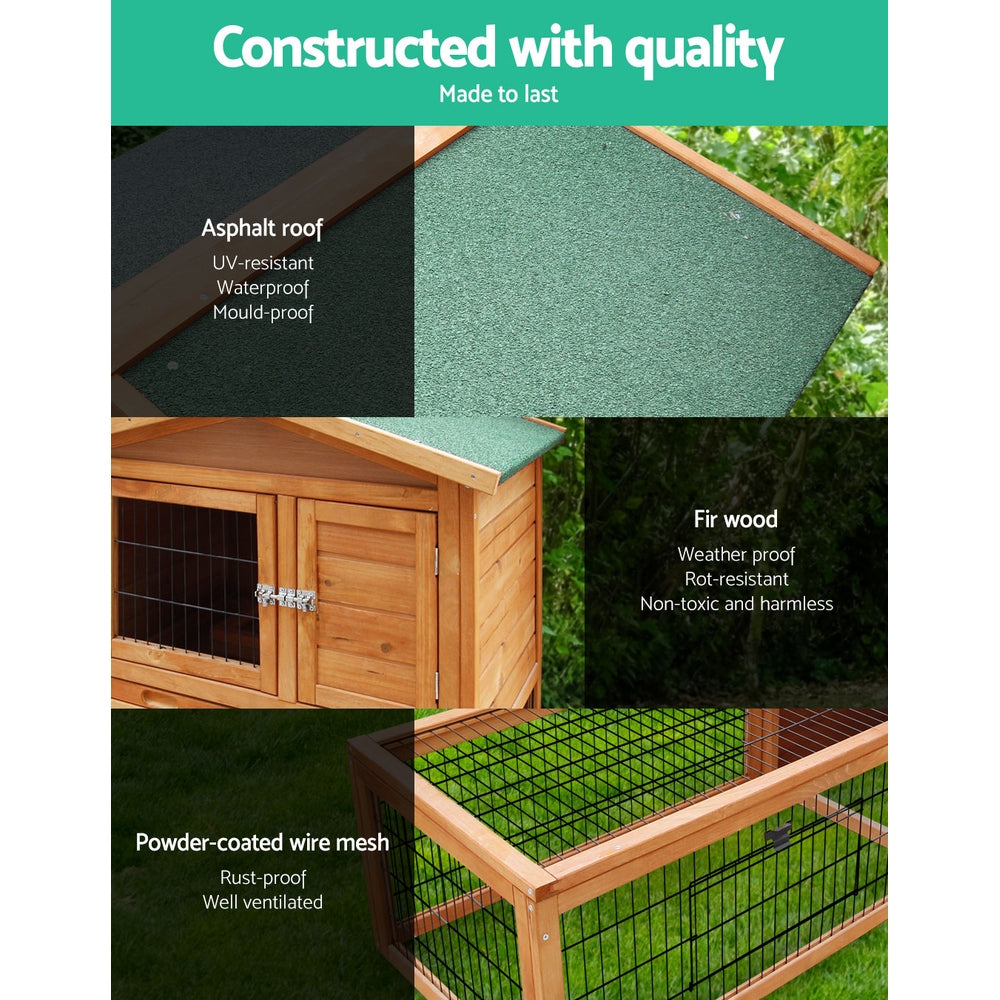Small Animal Habitats & Cages: i.Pet Chicken Coop Rabbit Hutch 155cm x 49cm x 90cm Large Chicken Coop Wooden Run Cage House Outdoor