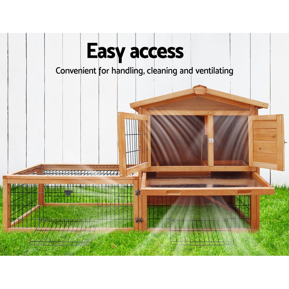 Small Animal Habitats & Cages: i.Pet Chicken Coop Rabbit Hutch 155cm x 49cm x 90cm Large Chicken Coop Wooden Run Cage House Outdoor