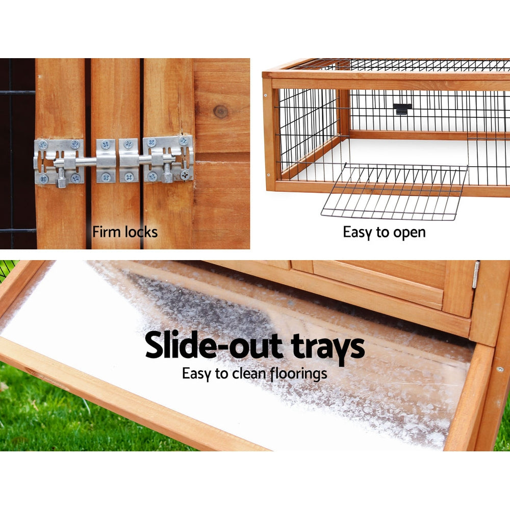 Small Animal Habitats & Cages: i.Pet Chicken Coop Rabbit Hutch 155cm x 49cm x 90cm Large Chicken Coop Wooden Run Cage House Outdoor