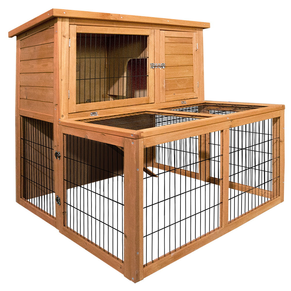 Small Animal Habitats & Cages: i.Pet Chicken Coop Rabbit Hutch 96cm x 96cm x 100cm Large Chicken Coop Run Wooden Cage Outdoor House