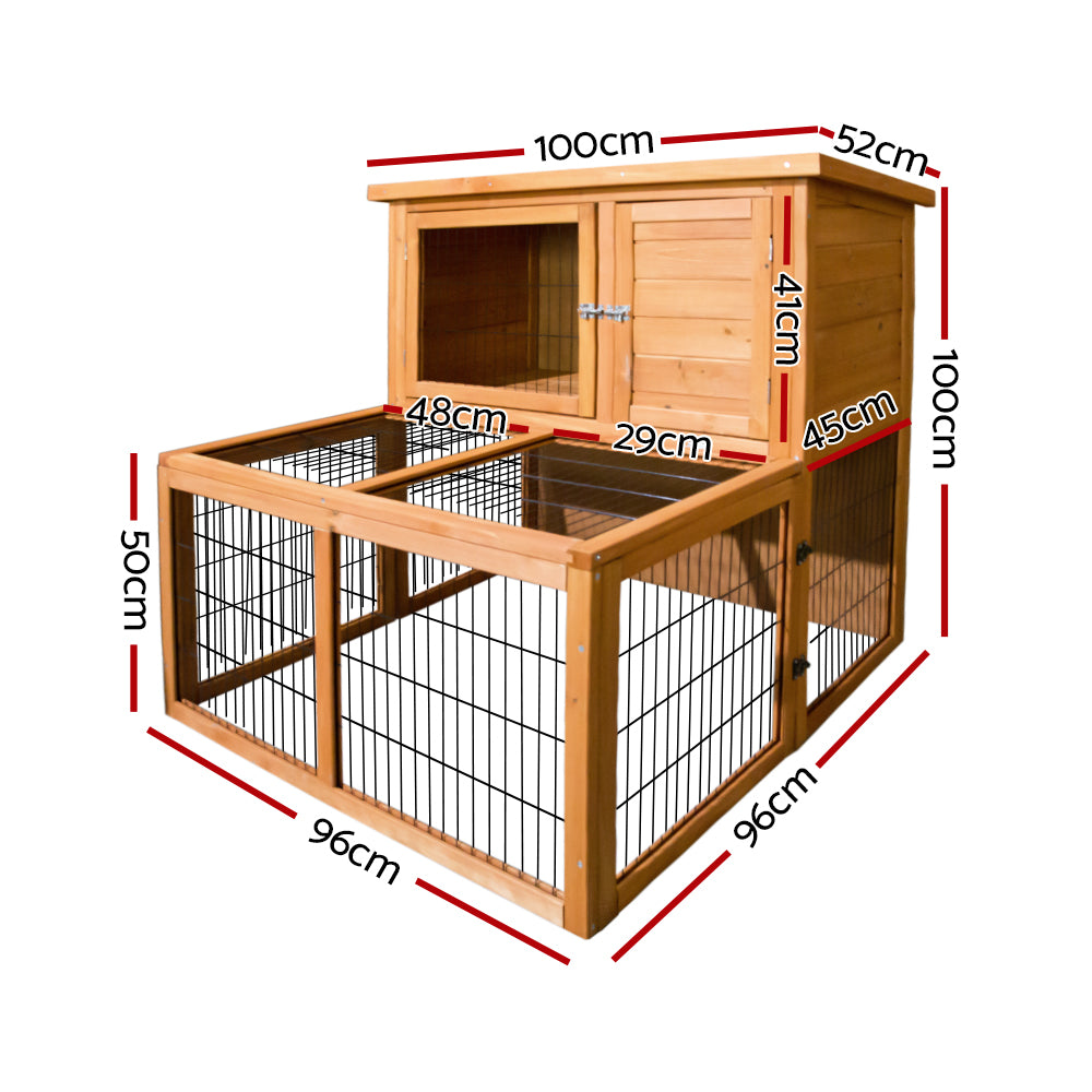 Small Animal Habitats & Cages: i.Pet Chicken Coop Rabbit Hutch 96cm x 96cm x 100cm Large Chicken Coop Run Wooden Cage Outdoor House