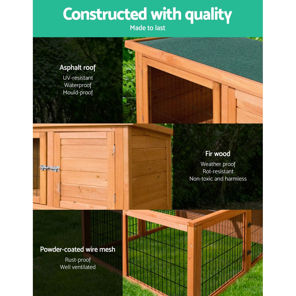 Small Animal Habitats & Cages: i.Pet Chicken Coop Rabbit Hutch 96cm x 96cm x 100cm Large Chicken Coop Run Wooden Cage Outdoor House