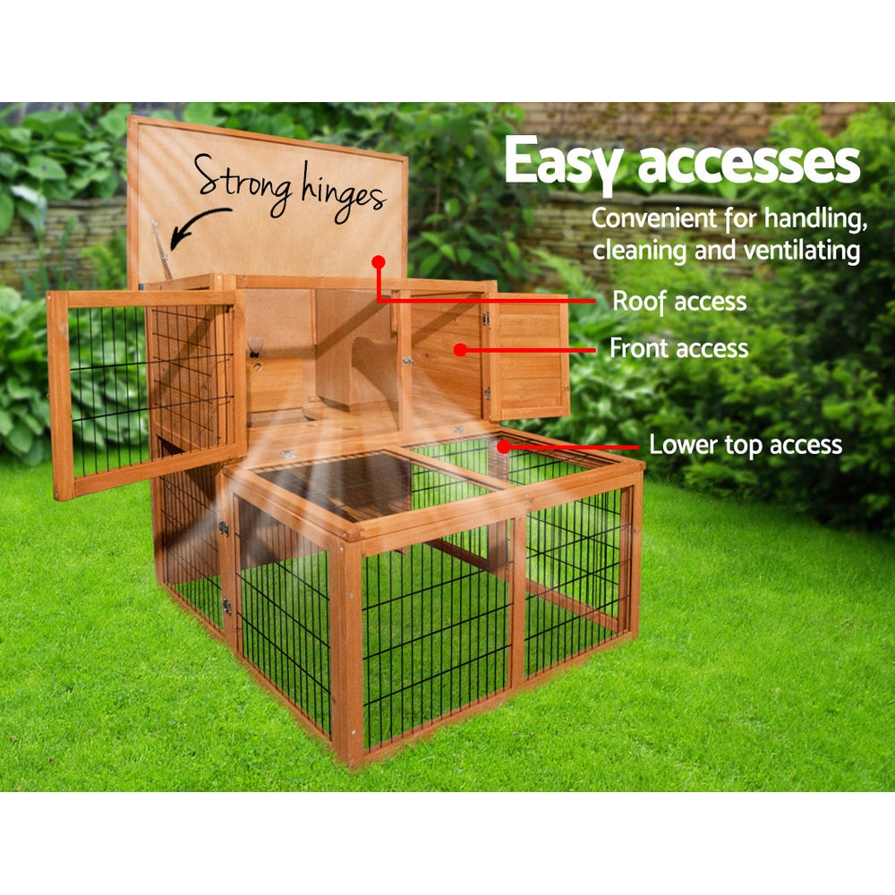 Small Animal Habitats & Cages: i.Pet Chicken Coop Rabbit Hutch 96cm x 96cm x 100cm Large Chicken Coop Run Wooden Cage Outdoor House