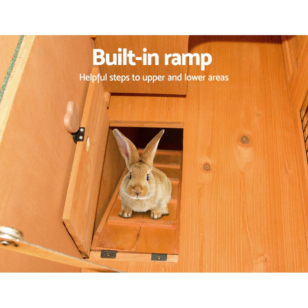 Small Animal Habitats & Cages: i.Pet Chicken Coop Rabbit Hutch 96cm x 96cm x 100cm Large Chicken Coop Run Wooden Cage Outdoor House
