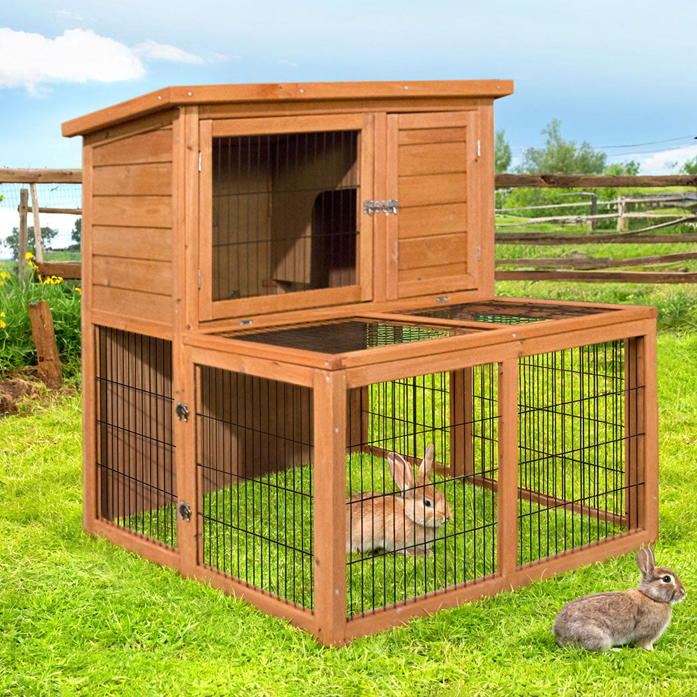 Small Animal Habitats & Cages: i.Pet Chicken Coop Rabbit Hutch 96cm x 96cm x 100cm Large Chicken Coop Run Wooden Cage Outdoor House