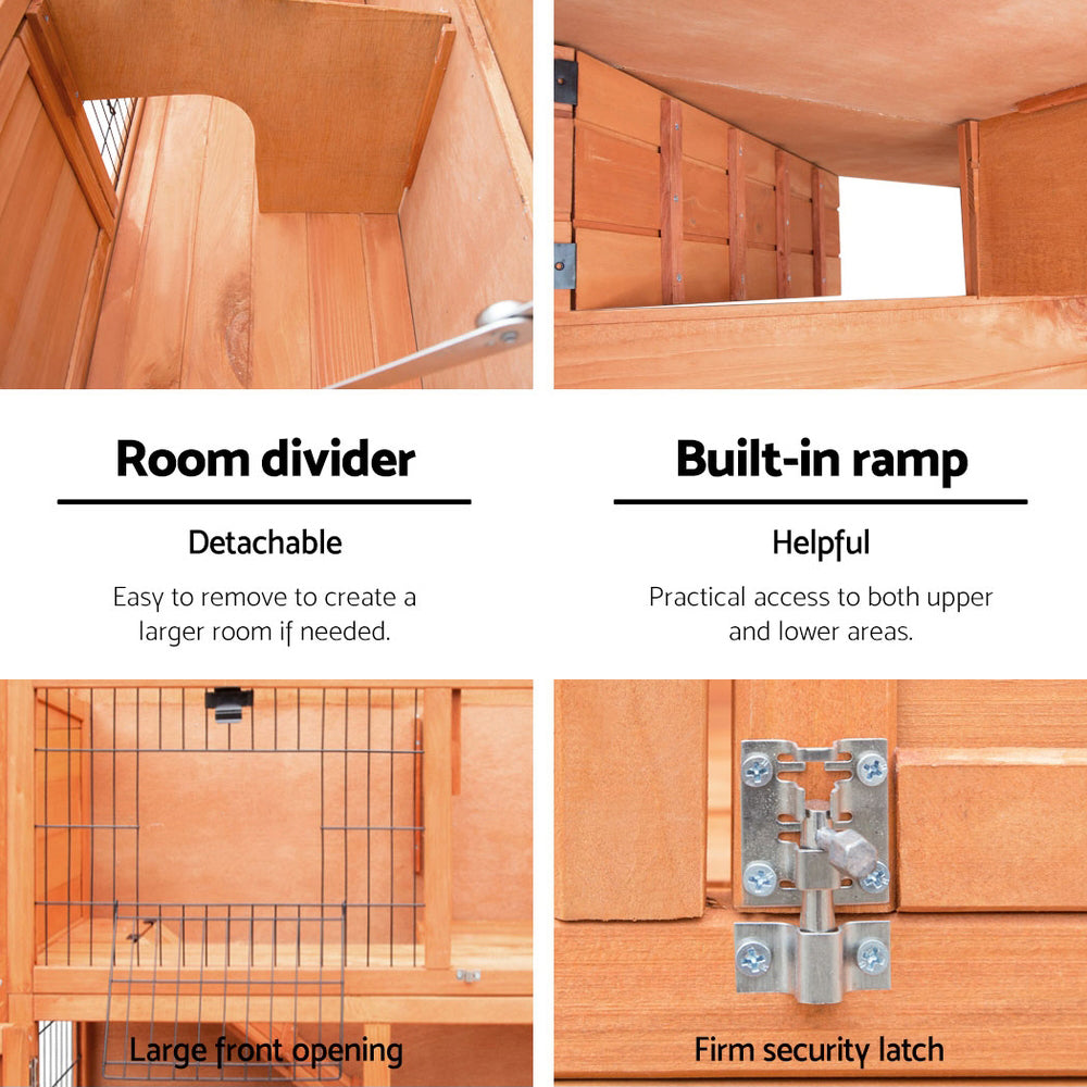 Small Animal Habitats & Cages: i.Pet Chicken Coop Rabbit Hutch 88cm x 40cm x 76cm Large Chicken Coop House Run Wooden Cage Outdoor