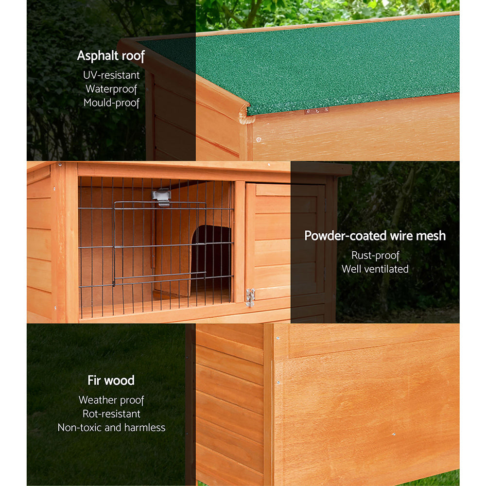 Small Animal Habitats & Cages: i.Pet Chicken Coop Rabbit Hutch 88cm x 40cm x 76cm Large Chicken Coop House Run Wooden Cage Outdoor