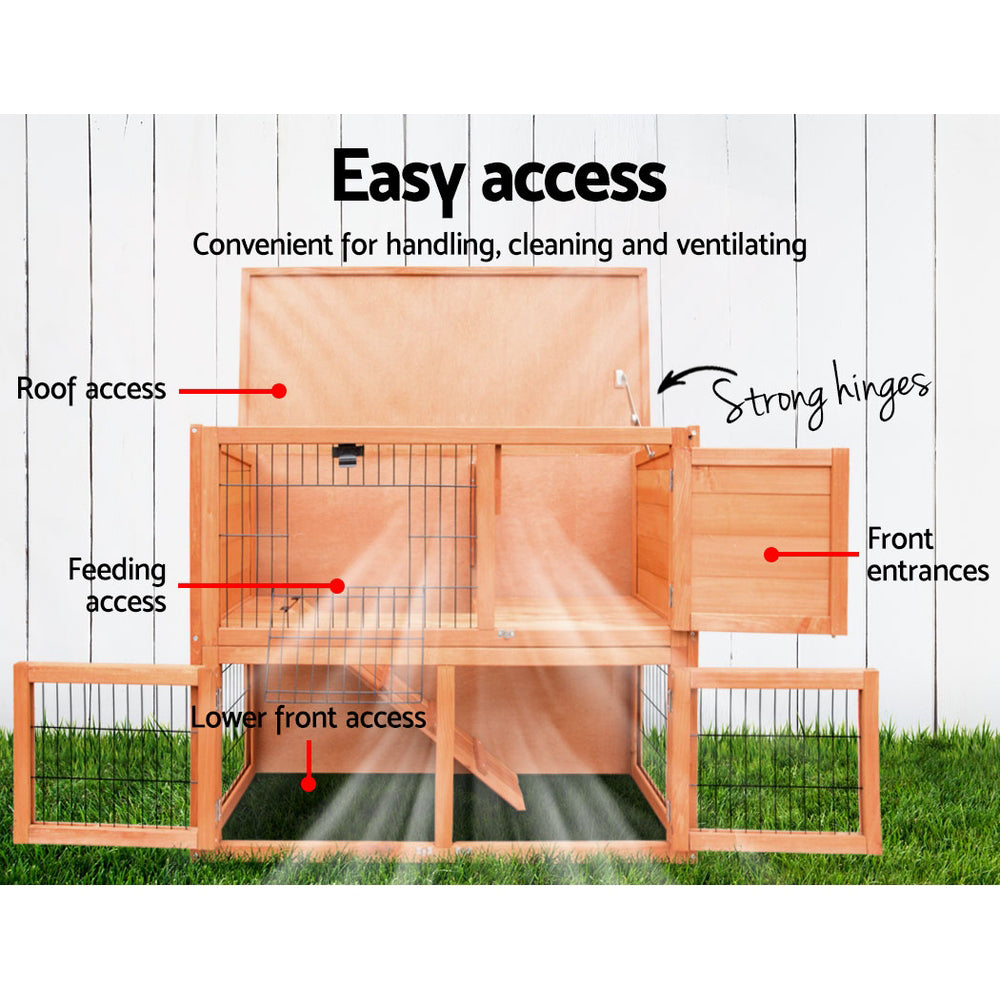 Small Animal Habitats & Cages: i.Pet Chicken Coop Rabbit Hutch 88cm x 40cm x 76cm Large Chicken Coop House Run Wooden Cage Outdoor