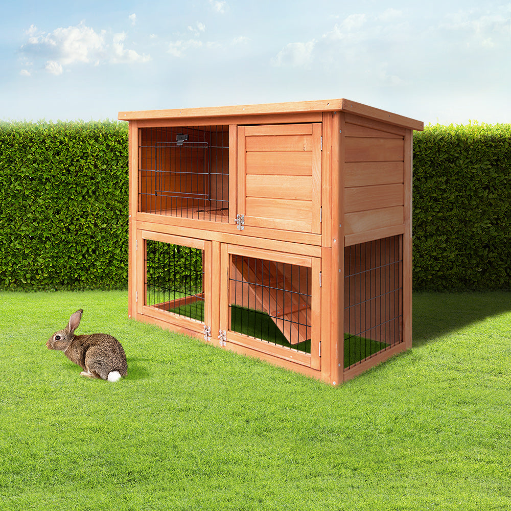 Small Animal Habitats & Cages: i.Pet Chicken Coop Rabbit Hutch 88cm x 40cm x 76cm Large Chicken Coop House Run Wooden Cage Outdoor