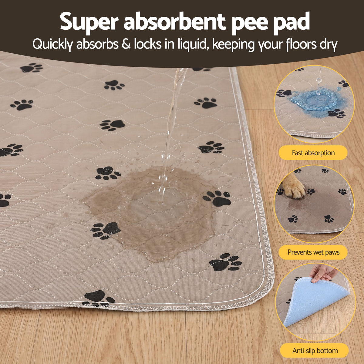 i.Pet Pet Training Pads Washable Dog Pee Pads Puppy Toilet Mat 183x183cm