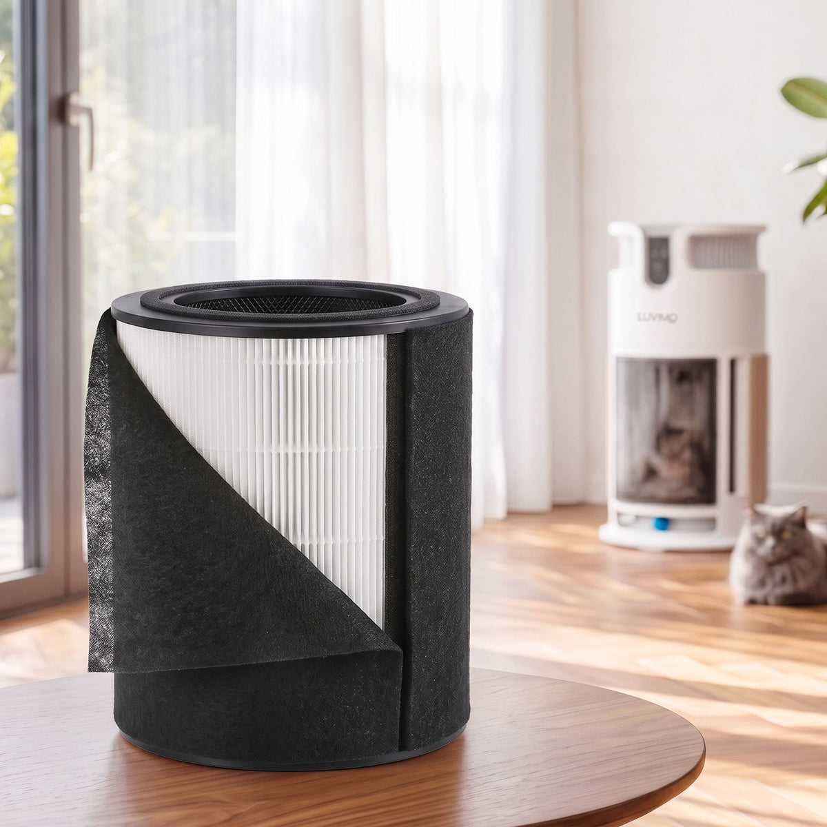 LUVIMO Pet Air Purifier Replacement Filter H13 HEPA w/ Activated Carbon Washable Pre-filter