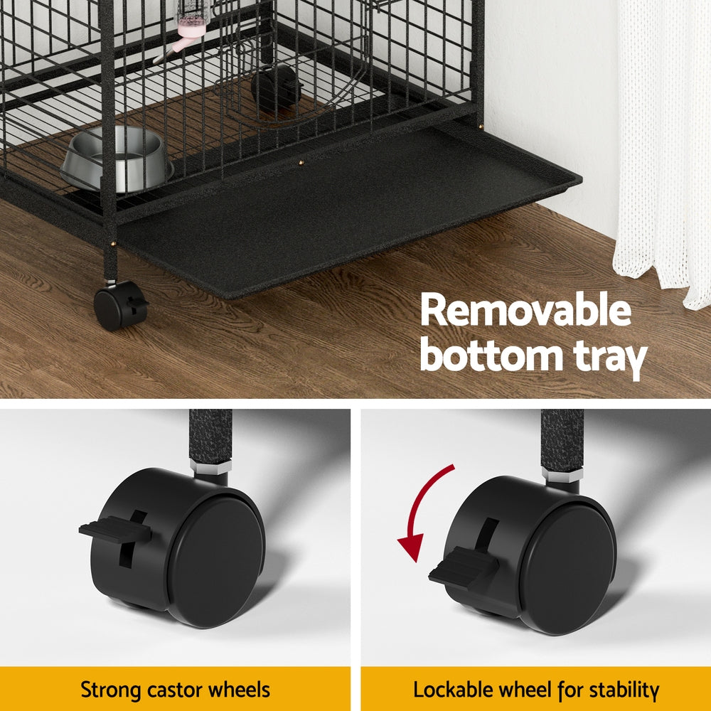 Small Animal Habitats & Cages: i.Pet Rabbit Cage Indoor Hutch Guinea Pig Bird Ferret Cat Hamster 110cm 4 Level