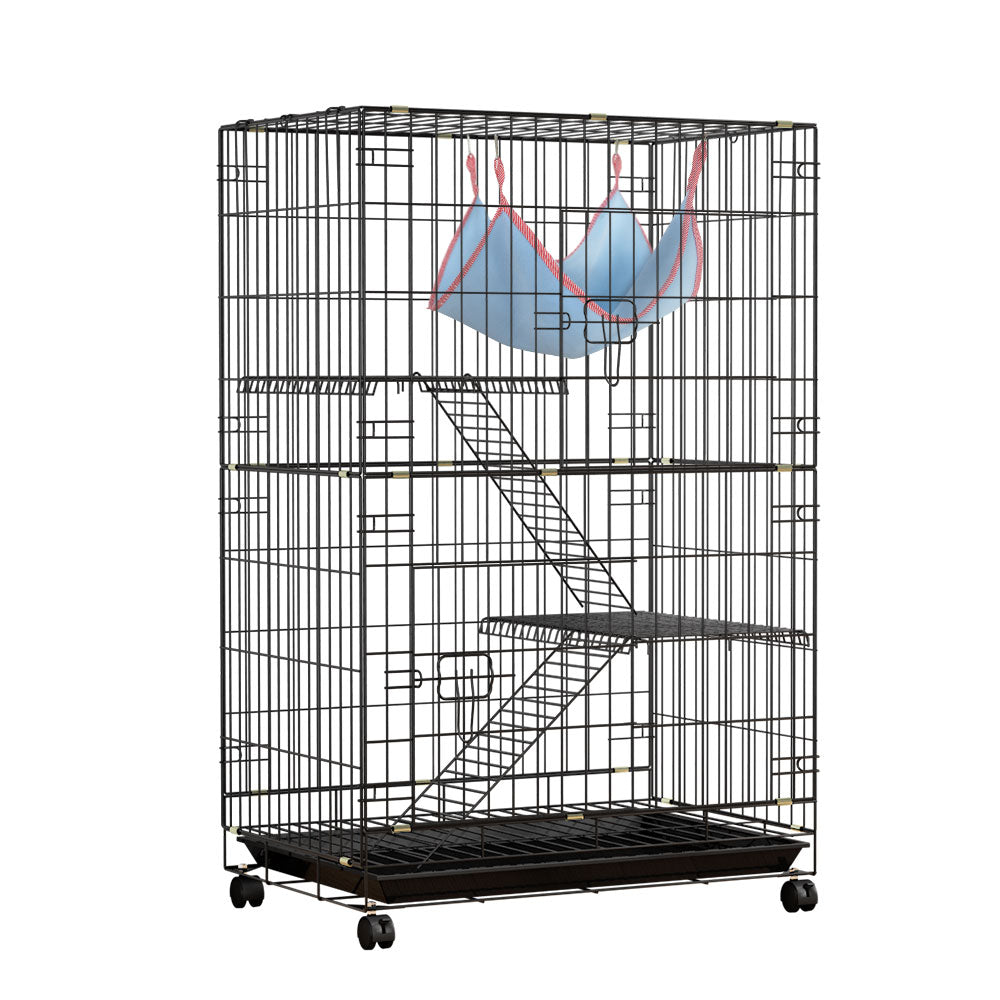 Small Animal Habitats & Cages: i.Pet Rabbit Cage 100cm Hutch 3 Level Indoor Guinea Pig Ferret