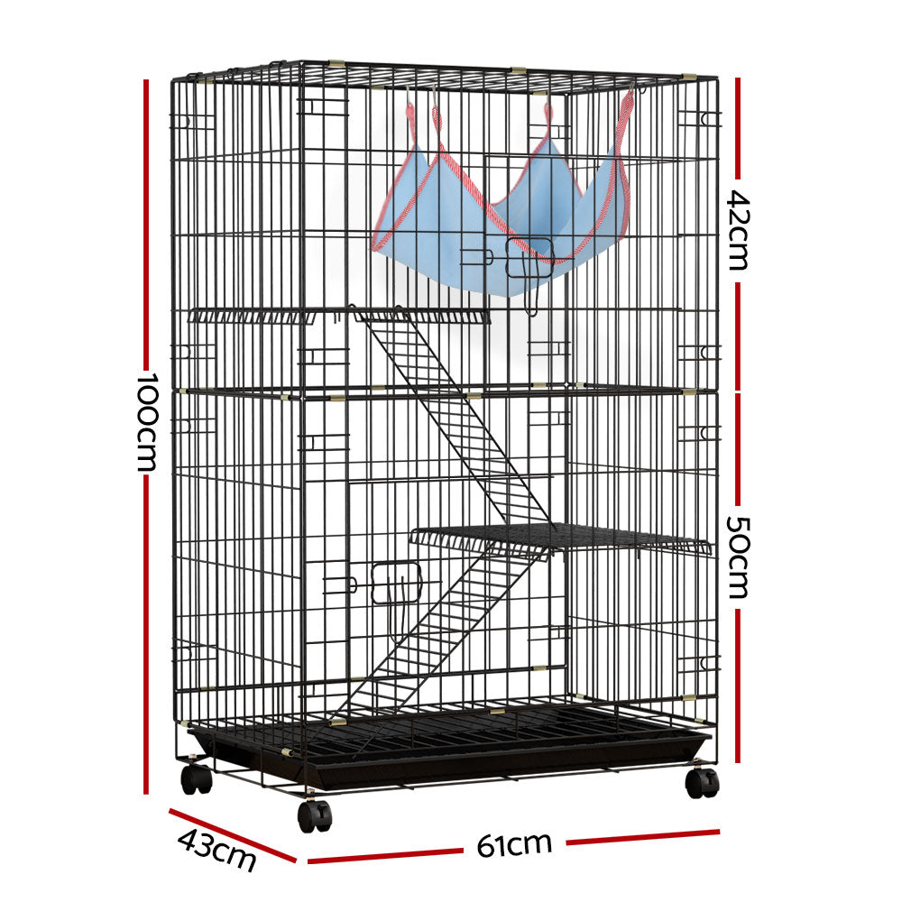 Small Animal Habitats & Cages: i.Pet Rabbit Cage 100cm Hutch 3 Level Indoor Guinea Pig Ferret