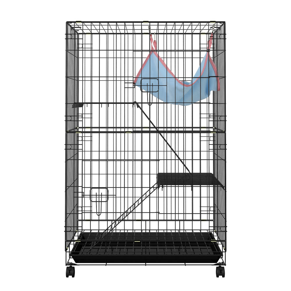 Small Animal Habitats & Cages: i.Pet Rabbit Cage 100cm Hutch 3 Level Indoor Guinea Pig Ferret