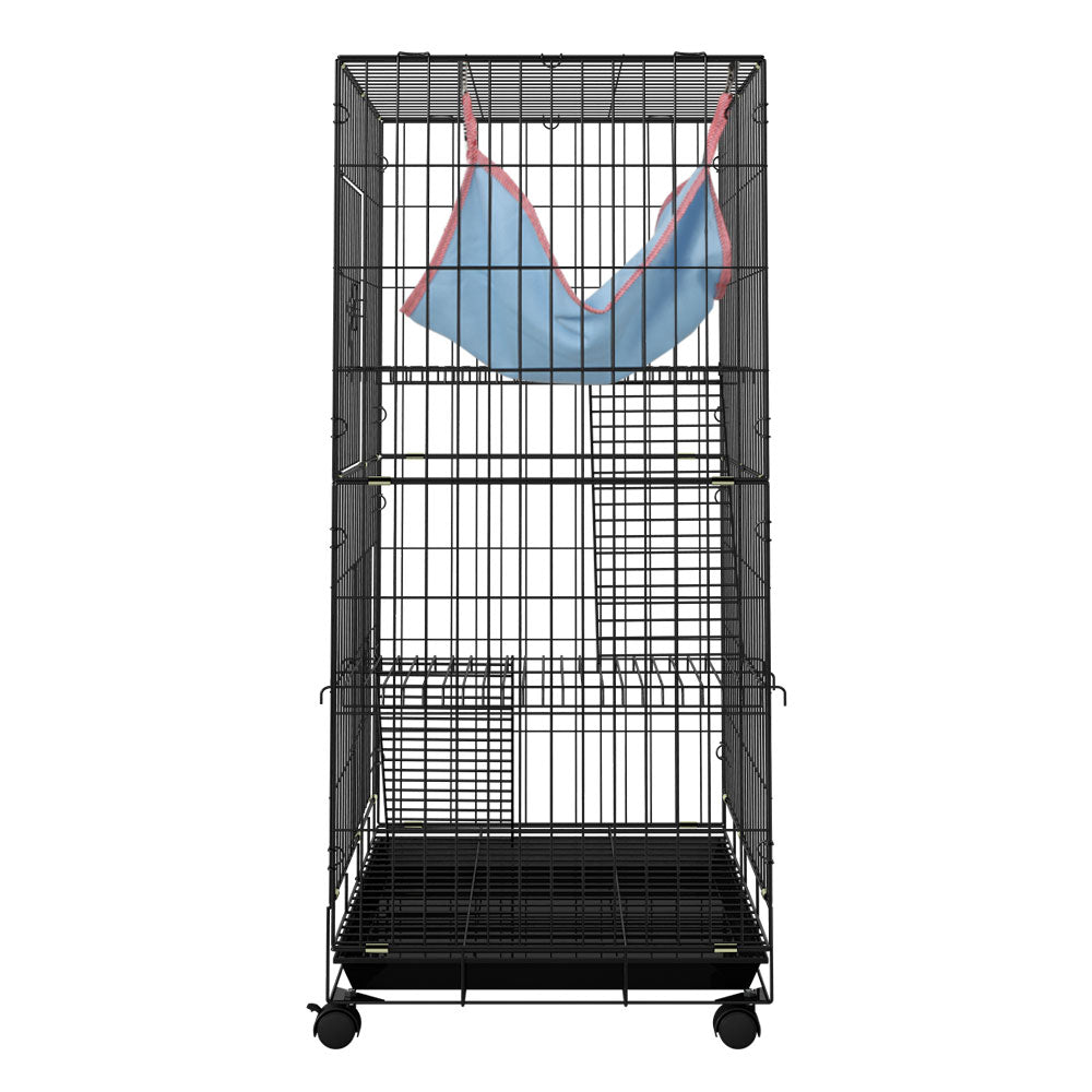 Small Animal Habitats & Cages: i.Pet Rabbit Cage 100cm Hutch 3 Level Indoor Guinea Pig Ferret