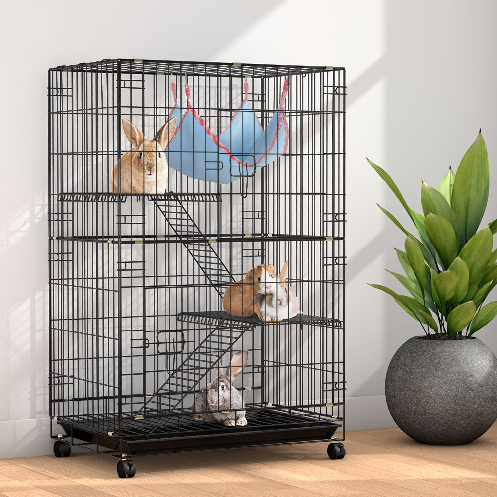 Small Animal Habitats & Cages: i.Pet Rabbit Cage 100cm Hutch 3 Level Indoor Guinea Pig Ferret