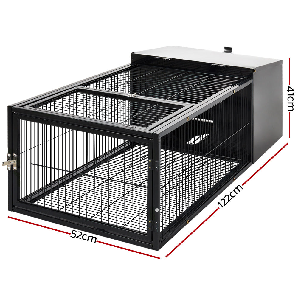 Small Animal Habitats & Cages: i.Pet Rabbit Cage 122x52cm Hutch Enclosure Carrier Metal